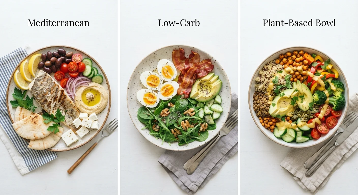 Popular Diets Side by Side: Mediterranean, Low-Carb, and Plant-Based